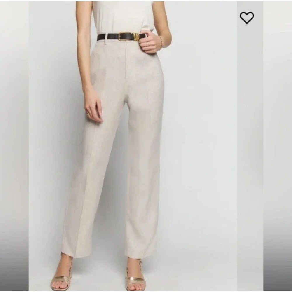 REFORMATION‎ Freddie Linen Pants Oatmeal Beige Neutral Size 8